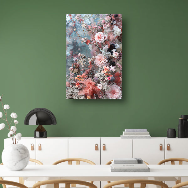 Abstracte bloemenzee met verf poster