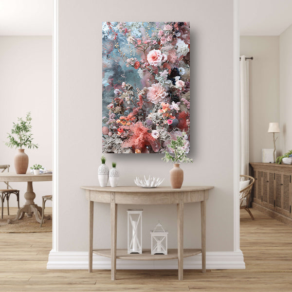 Abstracte bloemenzee met verf poster