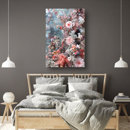 Abstracte bloemenzee met verf canvas