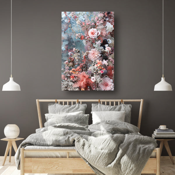 Abstracte bloemenzee met verf poster