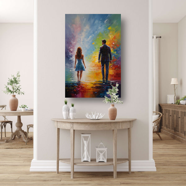 Couple Amidst Vivid Abstract Colors canvas
