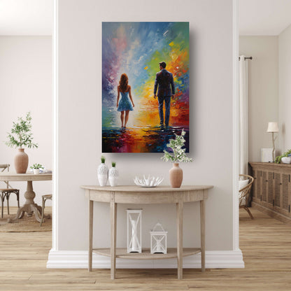 Couple Amidst Vivid Abstract Colors canvas