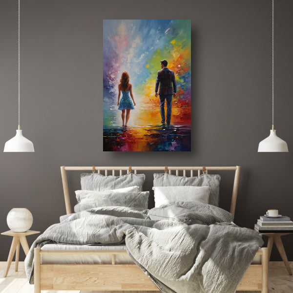Couple Amidst Vivid Abstract Colors canvas