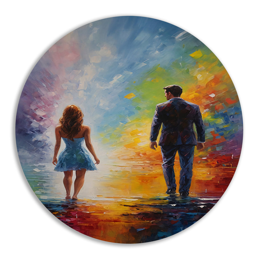 Couple Amidst Vivid Abstract Colors forex muurcirkel