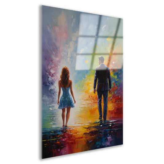 Couple Amidst Vivid Abstract Colors Acrylglas