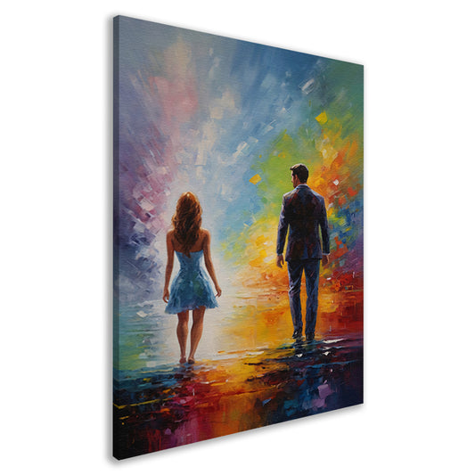 Couple Amidst Vivid Abstract Colors canvas