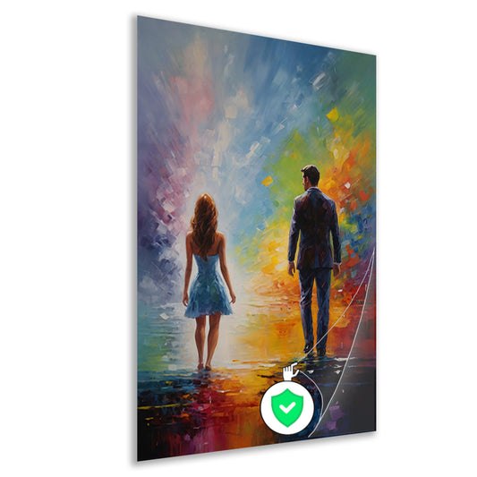 Couple Amidst Vivid Abstract Colors poster