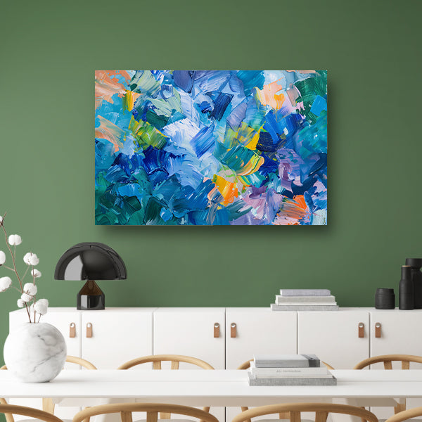 Abstract kleurrijk olieverfschilderij voor moderne ruimtes acrylglas