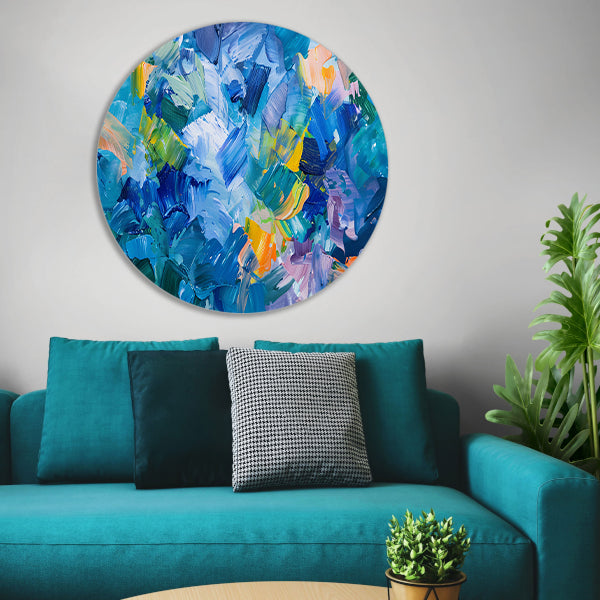 Abstract kleurrijk olieverfschilderij voor moderne ruimtes forex muurcirkel