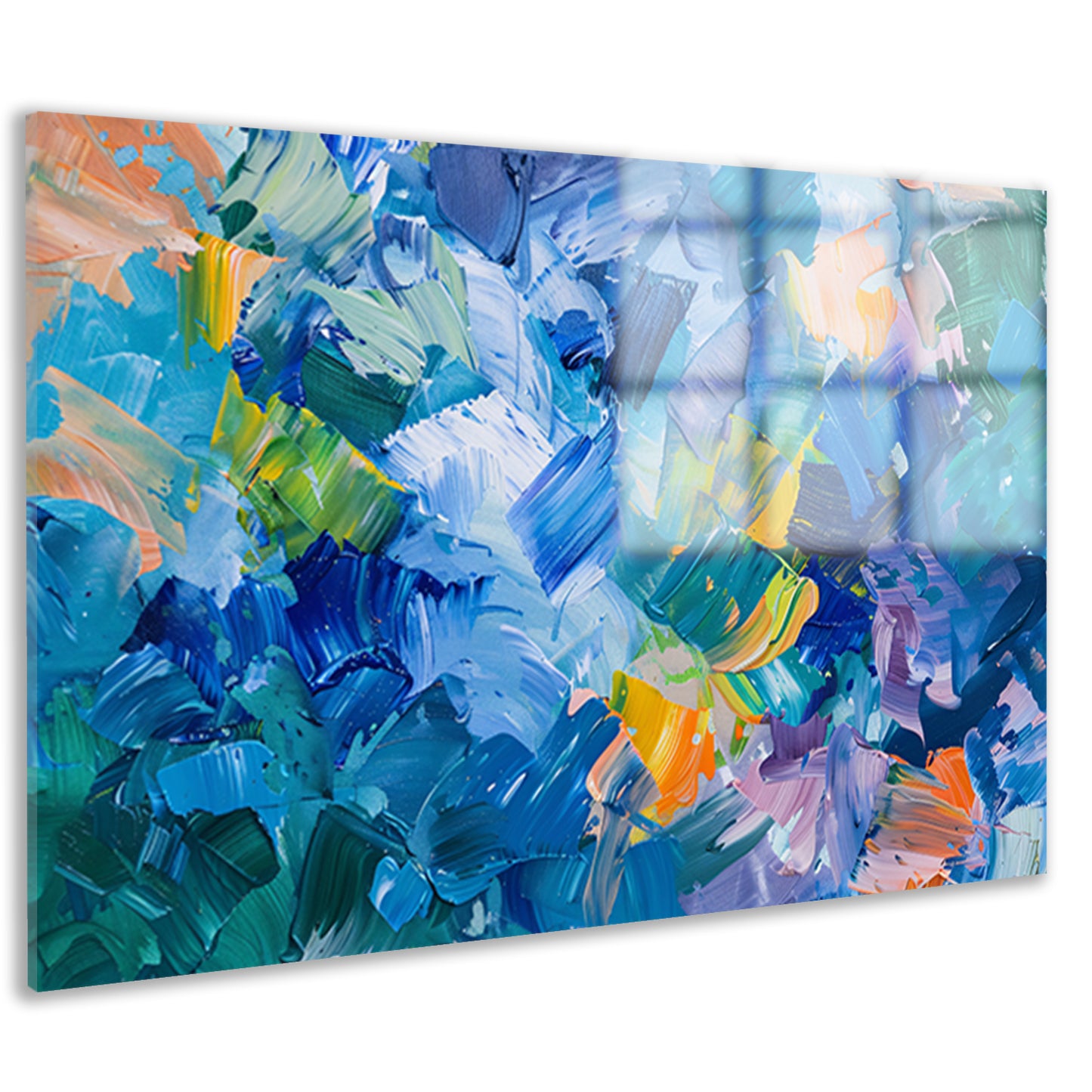 Abstract kleurrijk olieverfschilderij voor moderne ruimtes acrylglas