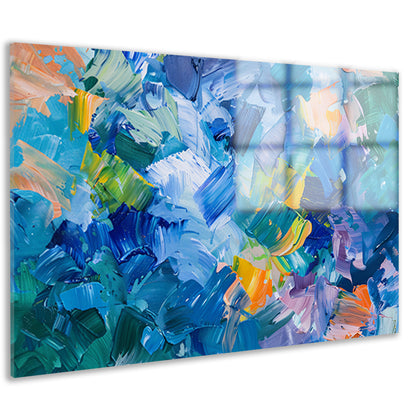 Abstract kleurrijk olieverfschilderij voor moderne ruimtes acrylglas