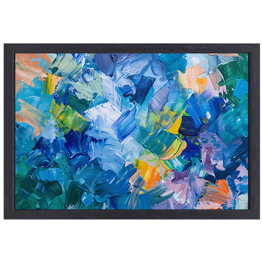Abstract kleurrijk olieverfschilderij voor moderne ruimtes canvas met baklijst