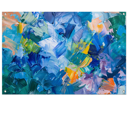 Abstract kleurrijk olieverfschilderij voor moderne ruimtes tuinposter