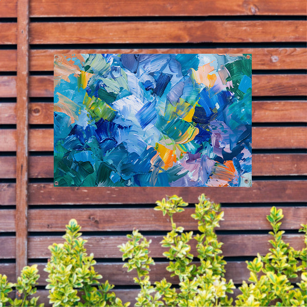 Abstract kleurrijk olieverfschilderij voor moderne ruimtes tuinposter