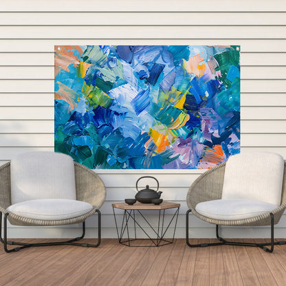 Abstract kleurrijk olieverfschilderij voor moderne ruimtes tuinposter