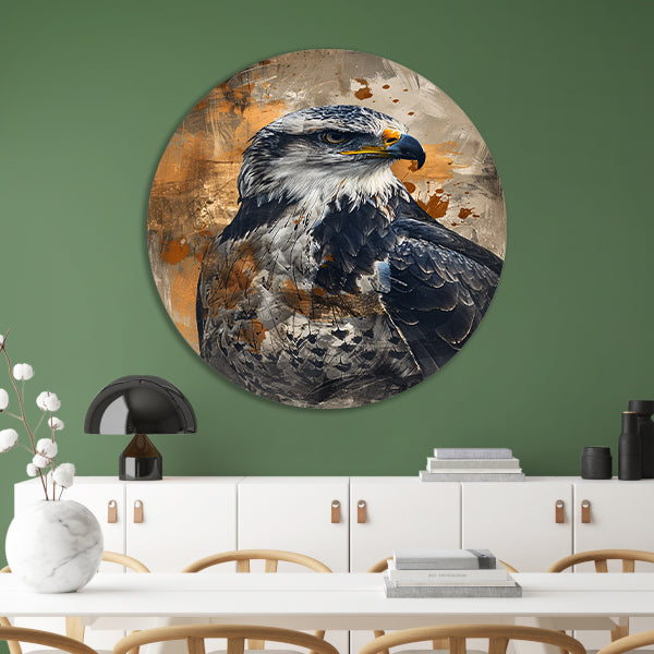 Abstracte adelaar in dynamische expressie aluminium muurcirkel