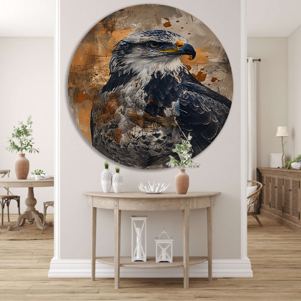 Abstracte adelaar in dynamische expressie aluminium muurcirkel