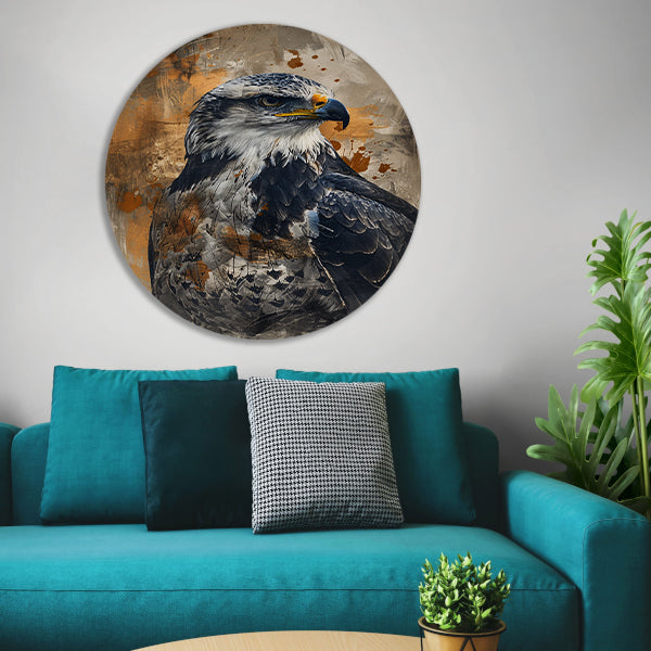 Abstracte adelaar in dynamische expressie aluminium muurcirkel