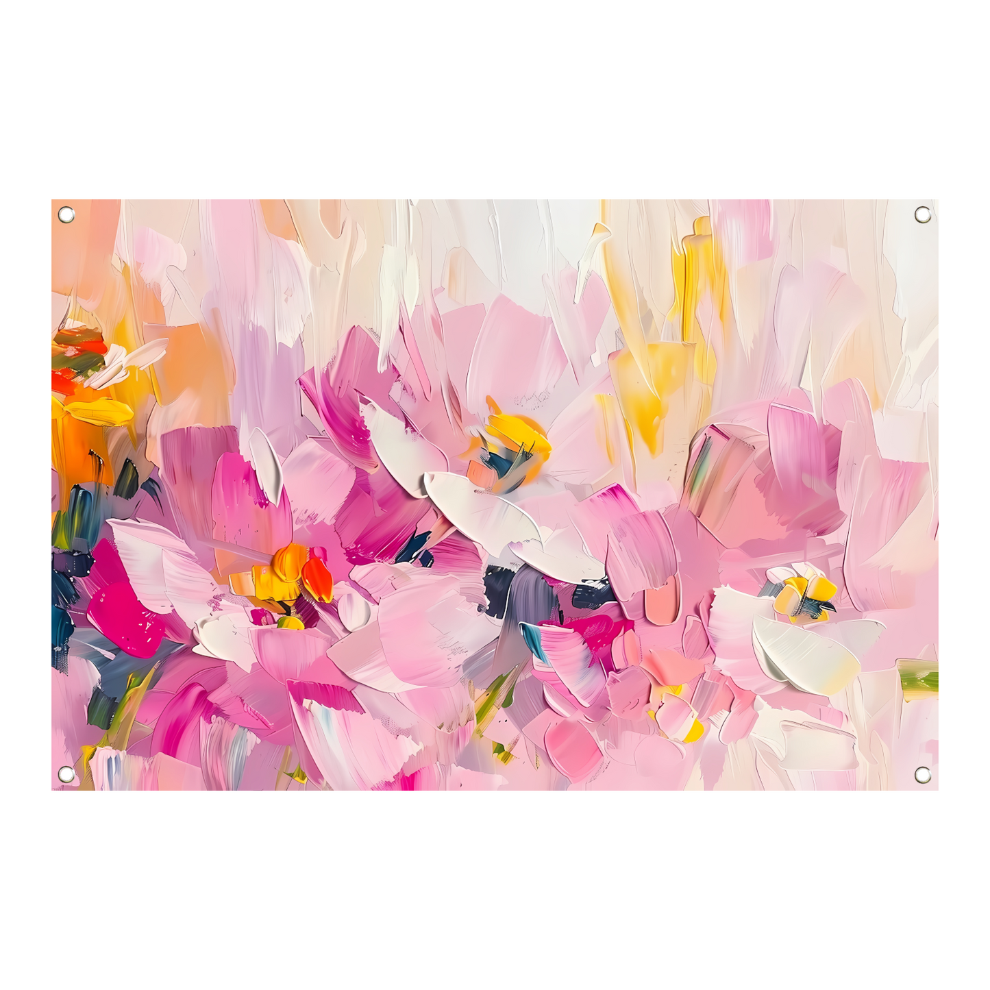 Abstracte bloemenveld met kleurrijke penseelstreken tuinposter