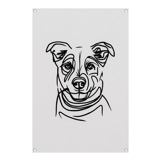 Minimalistische Zwart-Witte Hond Illustratie tuinposter