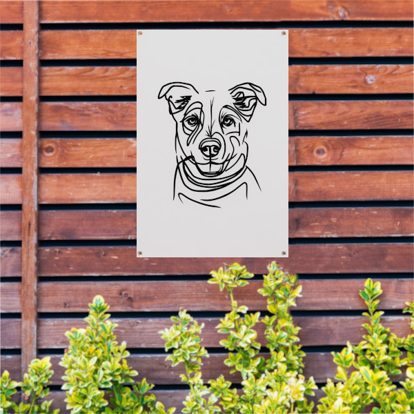 Minimalistische Zwart-Witte Hond Illustratie tuinposter