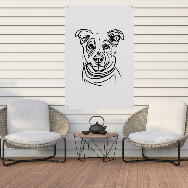 Minimalistische Zwart-Witte Hond Illustratie tuinposter