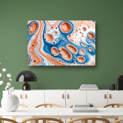 Abstracte kunst met bellen en vloeistof poster