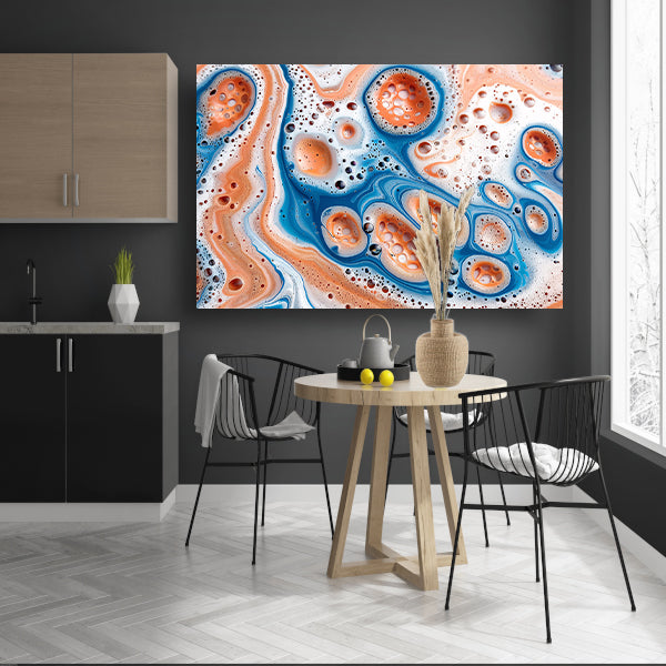 Abstracte kunst met bellen en vloeistof canvas met baklijst