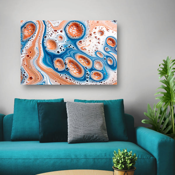 Abstracte kunst met bellen en vloeistof poster