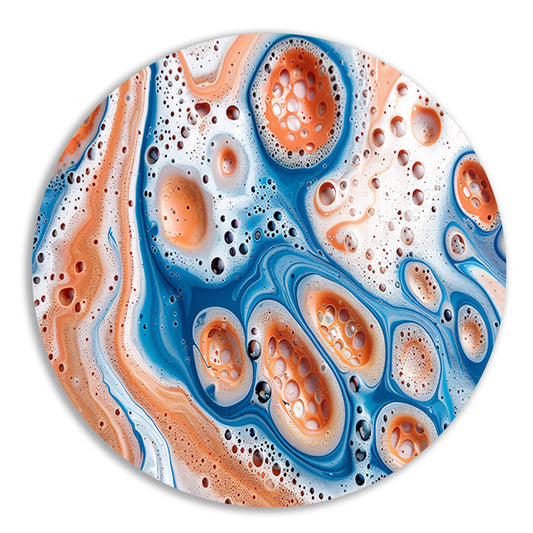 Abstracte kunst met bellen en vloeistof aluminium muurcirkel