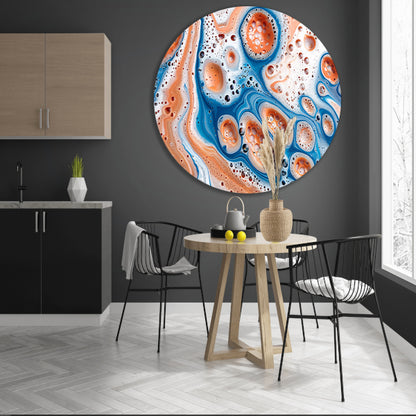 Abstracte kunst met bellen en vloeistof aluminium muurcirkel