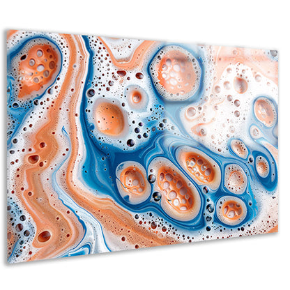 Abstracte kunst met bellen en vloeistof acrylglas