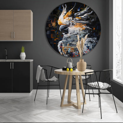 Abstract Portret van een Kleurrijke Kaketoe aluminium muurcirkel