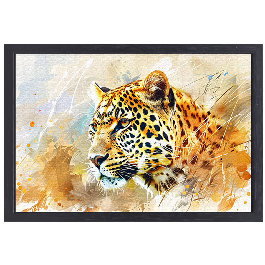 Abstract schilderij van een luipaard canvas met baklijst