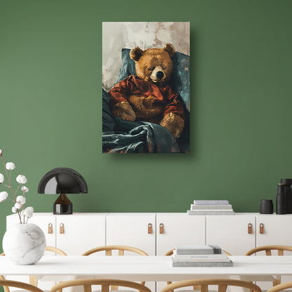 Digitale kunst van een slapende teddybeer canvas