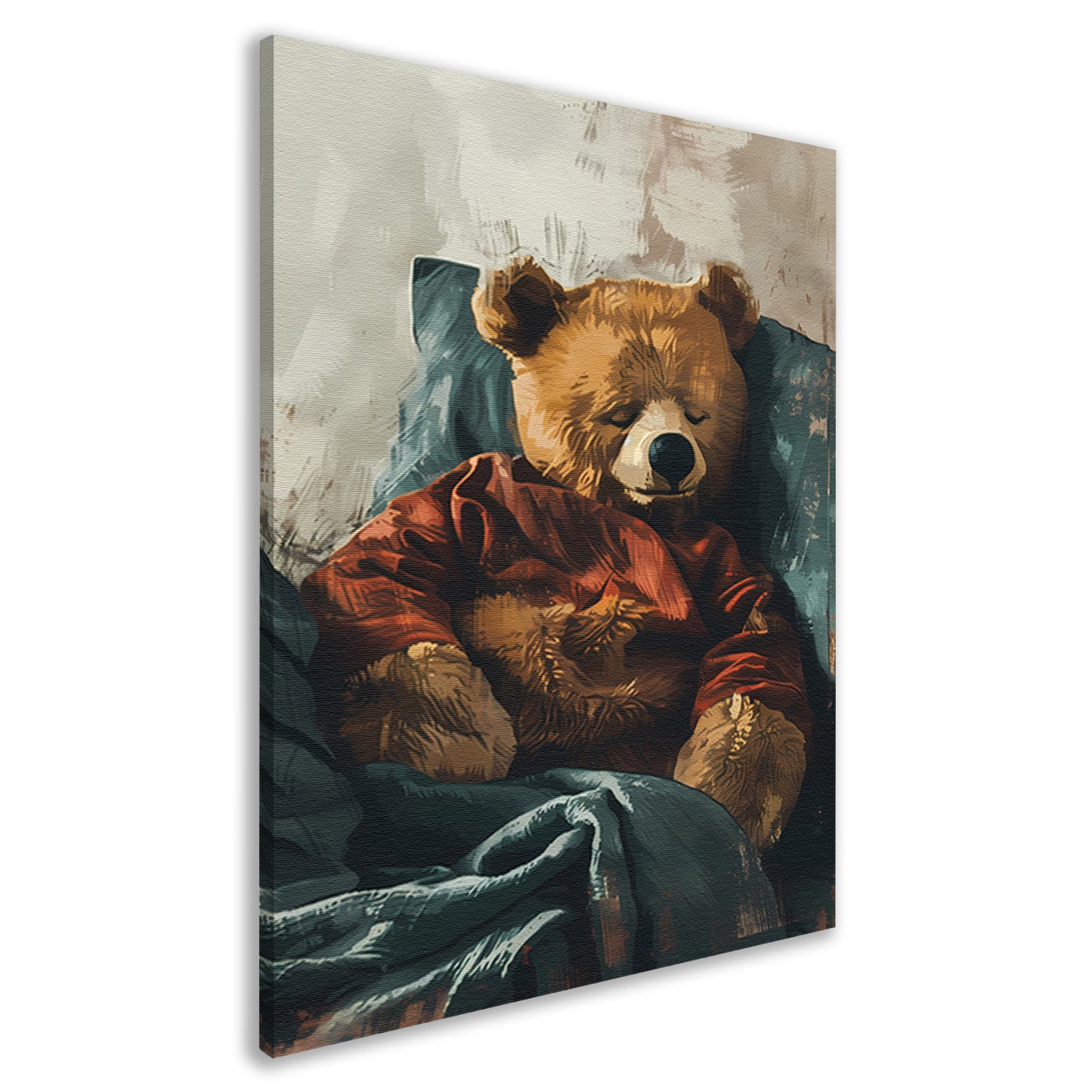 Digitale kunst van een slapende teddybeer canvas