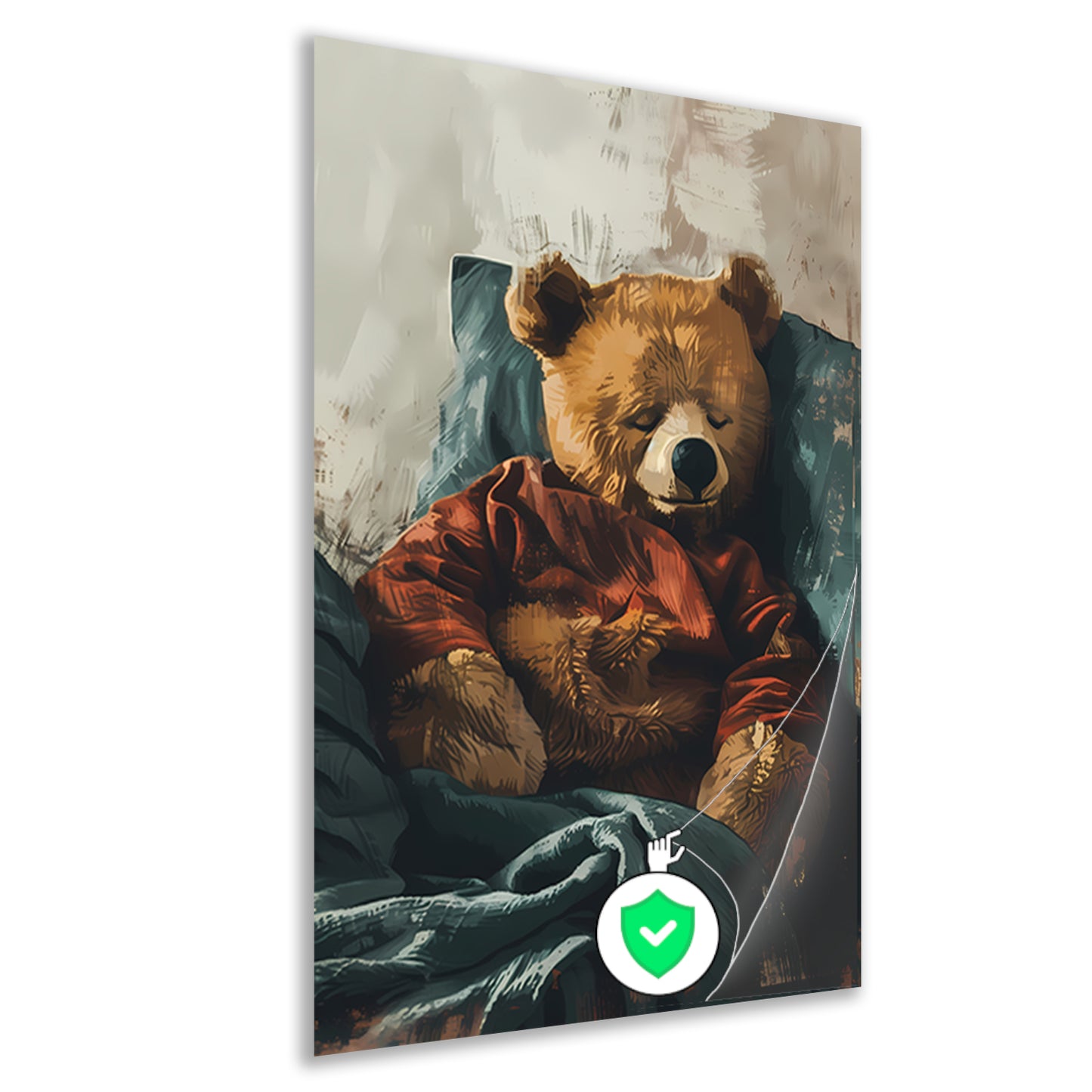 Digitale kunst van een slapende teddybeer poster