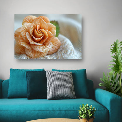 Oranje Bloem met Delicate Textuur canvas met baklijst