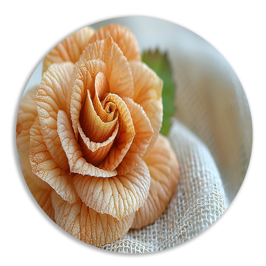 Oranje Bloem met Delicate Textuur aluminium muurcirkel