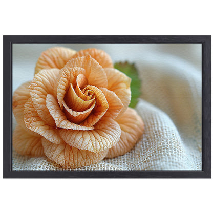 Oranje Bloem met Delicate Textuur canvas met baklijst