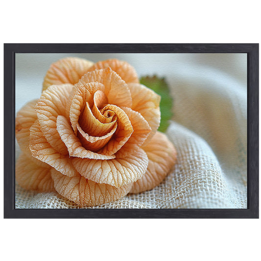 Oranje Bloem met Delicate Textuur canvas met baklijst