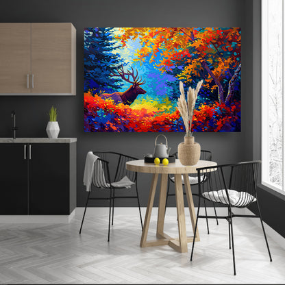 Kleurrijk abstract hert in bos poster