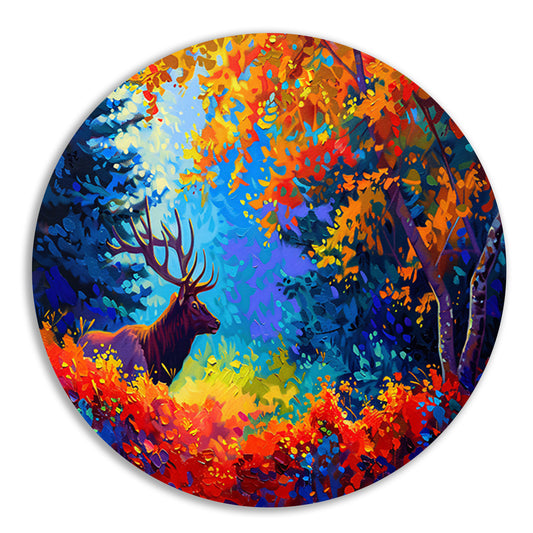 Kleurrijk abstract hert in bos forex muurcirkel