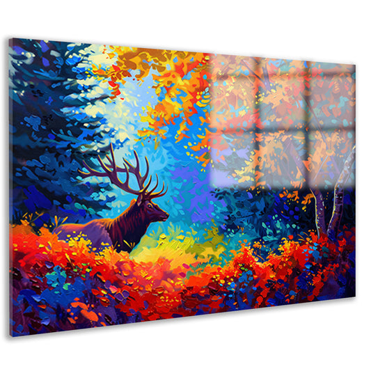 Kleurrijk abstract hert in bos acrylglas