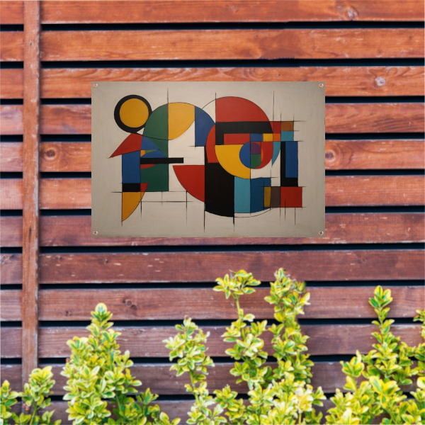 Geometrische Abstractie in Primaire Kleuren tuinposter