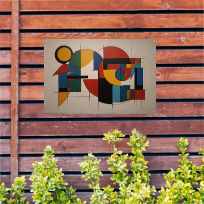 Geometrische Abstractie in Primaire Kleuren tuinposter