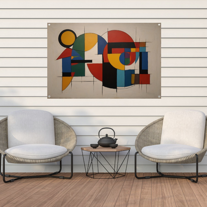 Geometrische Abstractie in Primaire Kleuren tuinposter