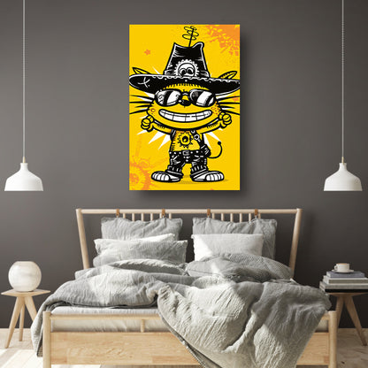 Coole Graffiti Kat met Zonnebril canvas met baklijst