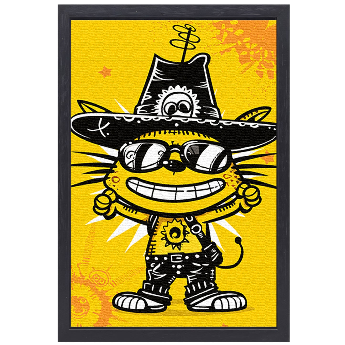 Coole Graffiti Kat met Zonnebril canvas met baklijst