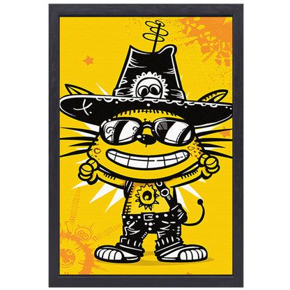 Coole Graffiti Kat met Zonnebril canvas met baklijst